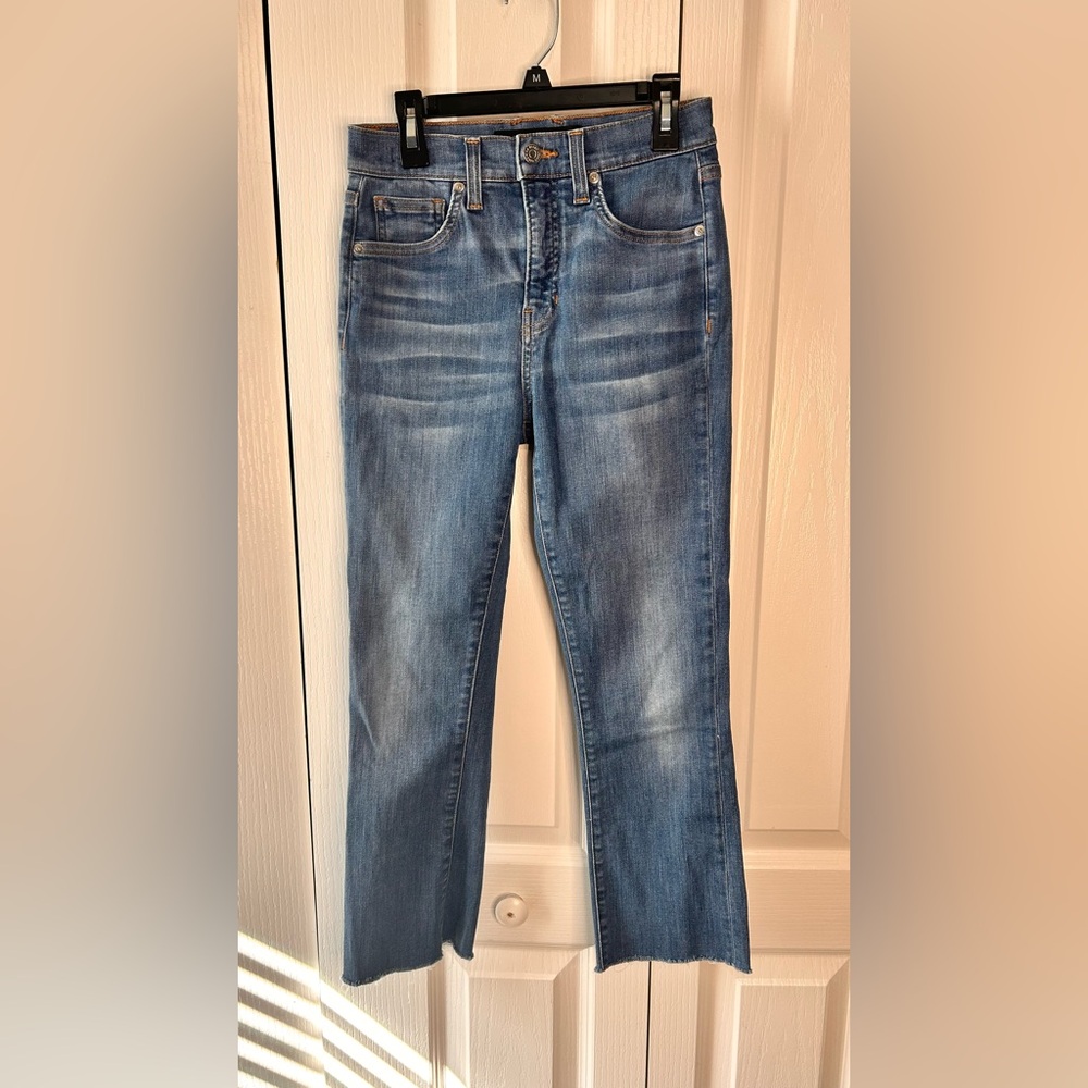 Veronica Beard Carly High Kick Flare Jeans High Rise Bright Blue Size 25/0 Crop